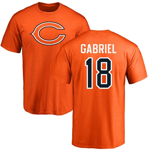 Chicago Bears Men Orange Taylor Gabriel Name and Number Logo NFL Football #18 T Shirt